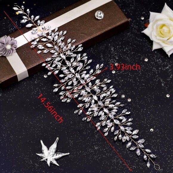 Rhinestone Bridal Headpiece Gold Wedding Hair Accessories Bridesmaids
